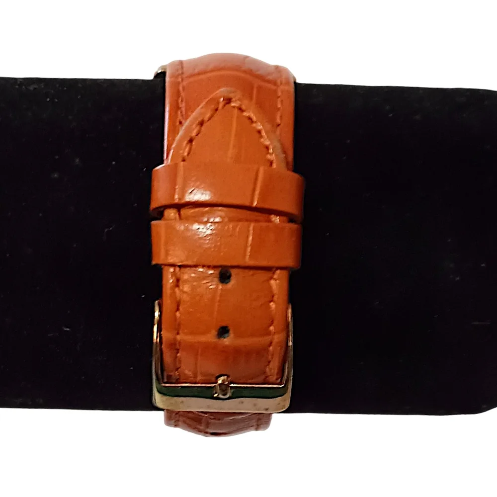 Stauer Metropolitan Watch Mens 39mm Gold Tone Dial Leather Band Date WORKS VIDEO
